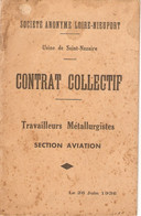 Vieux Papier De La S.A Loire-Nieuport Section Aviation, Contrat Pour 1936, Saint-Nazaire, Congés, Durée, Salaires - Documenti Storici