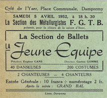 Dampremy Café De L'Yser  1952 - Tickets - Entradas