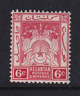 Malaya - Kelantan: 1921/28   Emblem    SG19a    6c   Scarlet  MH - Kelantan