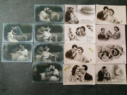 Gros Lot De 577 Cartes Postales Anciennes Fantaisies Thème Uniquement Couples. Voir Photos. - 500 Postcards Min.
