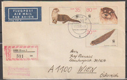 DDR Ganzsache 1987  Nr.U7 Luftpost Einschreiben Riesa - Wien  ( D 3659 ) - Briefomslagen - Gebruikt