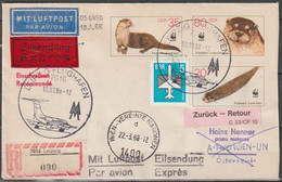 DDR Ganzsache 1987  Nr.U7 Luftpost Einschreiben Leipzig - Wien Vereinte Nationen Ankunftstempel ( D 3675 ) - Enveloppes - Oblitérées