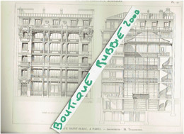 PLAN DESSIN 1897 PARIS 2° IMMEUBLE 24 RUE SAINT MARC ARCHITECTE LOUIS THALHEIMER - Paris