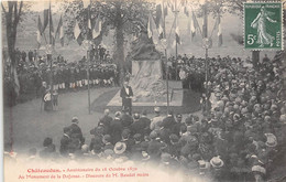 28-CHATEAUDUN- ANNIVERSAIRE DU 18 OCTOBRE 1870- AU MONUMENT DE LA DEFENSE DISCOURS DE M. BAUDET MAIRE - Chateaudun