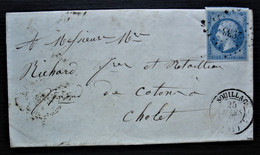 Souillac 1862 Pc 2933 Sur N°14, Lettre Pour Cholet - 1849-1876: Klassieke Periode