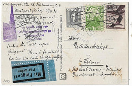 Austria 1930 March 31st First Flight Vienna To Belgrade Postcard - Primeros Vuelos AUA