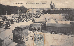 50-VALOGNES- PANOARAMA DE LA PLACE DU CHATEAU - Valognes