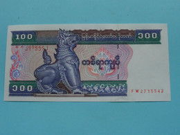 100 - One Hundred KYATS () Central Bank Of Myanmar ( For Grade See SCANS ) UNC ! - Myanmar