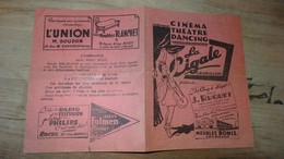 Programme Théatre Dancing , LA CIGALE, CAVAILLON - 1958  ................ TIR1-POS26.......N-6 - Programs
