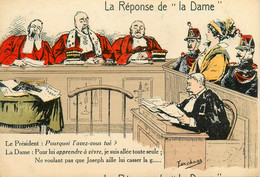 Politique Satirique * CPA Illustrateur FARCHAM Farcham * La Réponse De La Dame ! * Justice Procès Juge Avocat Président - Satiriques