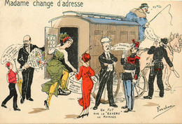 Politique Satirique * CPA Illustrateur FARCHAM Farcham * Madame Change D'adresse ! * Revenu De Mamers ( Sarthe ) - Satirical