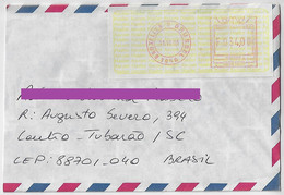 Belgium 2001 Cover From Brussels To Tubarão Brazil Meter Stamp Hasler Mailmaster - Briefe U. Dokumente