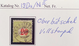 Schweiz Nachportomarken OBERHÜTSCHEL 1890 (Bern) SELTENER STEMPEL Auf SBK 19DaN TADELLOS Gestempelt - Segnatasse