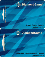Lot De 2 Cartes : Diamond Game Casino : Creek Bingo Palace & Tallapossa Entertainment Center AL USA - Casinokarten