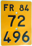 Velonummer Mofanummer Fribourg FR 84 (72496). - Kennzeichen & Nummernschilder