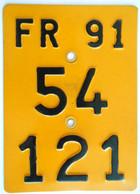 Velonummer Mofanummer Fribourg FR 91 (54121), Letztes Geprägtes Jahr FR 1991 ! - Kennzeichen & Nummernschilder
