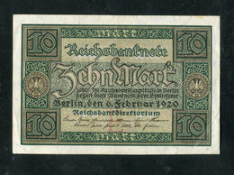 Deutsches Reich / 1920 / Reichsbanknote "10 Mark" Bankfrisch (F618) - 10 Mark