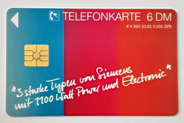 GERMANY Phone Card Telefonkarte Deutsche Telkom 1993 6DM 5000 Units Have Been Issued - Andere & Zonder Classificatie