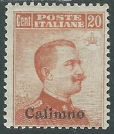 1917 EGEO CALINO EFFIGIE 20 CENT MH * - RF37-3 - Egeo (Calino)