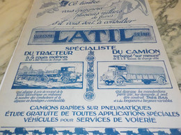 ANCIENNE PUBLICITE SPECIALISTE DU TRACTEUR ET CAMION  LATIL 1920 - Trucks