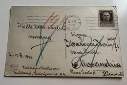 WWII Italy Slovenia Postcard LUBIANA 1943 Sent To ALESSANDRIA Casa Penale (No 862) - Ljubljana