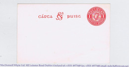 Ireland Postcard 1925/31 Monogram "SE" 1d Red On Cream Stock Very Fresh Unused - Entiers Postaux