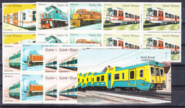 Guinea Bissau 1989 Railway, Trains Mi#1033-1039 And Block 276 Mint Never Hinged X4 - Guinée-Bissau