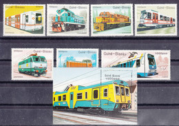 Guinea Bissau 1989 Railway, Trains Mi#1033-1039 And Block 276 Mint Never Hinged - Guinea-Bissau