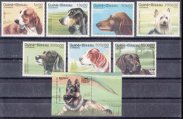 Guinea Bissau 1988 Animals Dogs Mi#959-965 And Block 273 Mint Never Hinged - Guinée-Bissau
