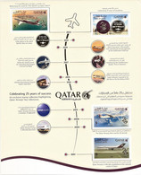 Celebrating 25th Anniversary Of Qatar Airways - Stamp Sheet** 2022 - Aviation Airline Aeroplane Transport Airport Travel - Aviones