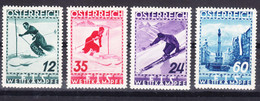 Austria 1936 Skiing Insbruck, Second FIS Set Mi#623-626 Mint Never Hinged - Unused Stamps