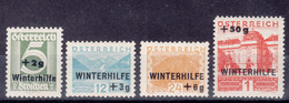 Austria 1933 Winterhilfe Mi#563-566 Mint Hinged, Last Stamp Never Hinged - Neufs