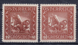 Austria 1926 Mi#493 I And II, Mint Hinged - Neufs