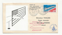 2431- PREMIER VOL PARIS RIO JANEIRO PAR CONCORDE AIR FRANCE 21 JANVIER 1976 - Airplanes