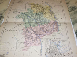 CARTE ANCIENNE 19e - PLAN DEPARTEMENT DU CHER  ET VILLE DE BOURGES - MALTE BRUN 1881 - Cartes Géographiques