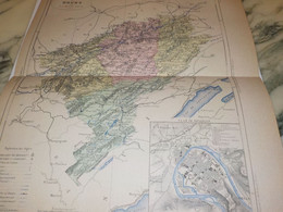 CARTE ANCIENNE 19e - PLAN DEPARTEMENT DU DOUBS  ET VILLE DE BESANCON - MALTE BRUN 1881 - Cartes Géographiques