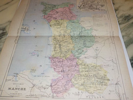 CARTE ANCIENNE 19e - PLAN DEPARTEMENT LA MANCHE  ET VILLE ST MALO - MALTE BRUN 1881 - Cartes Géographiques