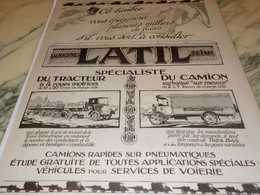 ANCIENNE PUBLICITE SPECIALISTE DU TRACTEUR ET CAMION  LATIL 1920 - Vrachtwagens
