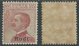 1922-23 EGEO RODI EFFIGIE 85 CENT MH * - RF37-7 - Egée (Rodi)