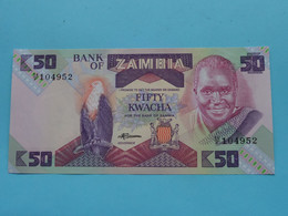 K50 Fifty KWACHA ( 56/F 104952 ) Bank Of ZAMBIA ( For Grade See SCANS ) UNC ! - Zambie