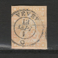 Zwitserland Helvetia Schweiz Mi 16II Sitzende Helvetia Berner Druck 1854 Used Gestempeld - Gebraucht