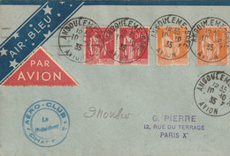 (XX) Poste Par Avion AIR BLEU Aéro Club ANGOULEME PARIS 1935 - Used Stamps