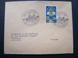 MONACO 1960 N° 523 SEUL SUR LETTRE ENTIERE OBLITERE OBLITERATION 1ER JOUR D'EMISSION FDC 7.4.60 - Storia Postale