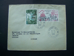MONACO 1960 N° 529 + 538 SUR LETTRE ENTIERE - Cartas & Documentos
