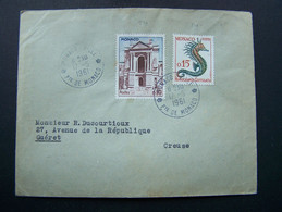 MONACO 1961 N° 539 + 540 SUR LETTRE ENTIERE - Briefe U. Dokumente