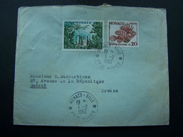 MONACO 1962 N° 538 + 542 SUR LETTRE ENTIERE - Cartas & Documentos