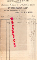 87-LIMOGES- RARE  FACTURE P. BEYRAND MAISON CHAZELAS JEUNE-BOULANGERIE -BOULANGER-36 RUE MONTMAILLER   1911 - Alimentaire
