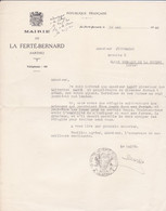 LA FERTE BERNARD MAIRIE LETTRE MR LALOY DIRECTEUR DES LAITERIES MAGGI POUR REFUGIERS CULTIVATEUR DES ARDENNES ANNEE 1940 - Non Classés