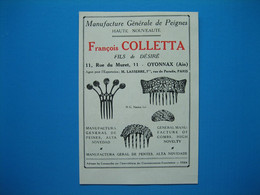(1926) Manufactures De Peignes à Oyonnax : François COLLETTA, Rue Du Muret & J.E. COLLET, Rue Laplanche - Unclassified