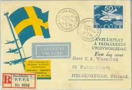 87417 - SWEDEN - Postal History - Registered FDC Cover Special Flight 1936 - Autres & Non Classés